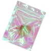 100st Rainbow Film Laser Packing Bag 18 Microns Transparenta örhängen Smycken Present Presentförpackning Bag Magic Plast SEALED Bag 122041