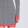 新しい性格最高品質の女性のセクシーなタイトフィットヒップドレスニット幾何学的パターンニットJacquard Longleeved Bodycon Dresses Zipper