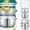 Sottopiatti 3 In 1 Lavabo Multifunzionale In Acciaio Inossidabile Con Grattugia Colino Cestino Per Verdure Ciotola Per Formaggi Scarico Lavaggio Sl F8G6