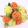 Decorative Flowers 1pcs 10 Flower Head Peony Fake Luxury Bouquet Wedding Decoration Home Table Sky Blue