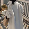 Женское зимнее пальто с имитацией меха, женское свободное пальто средней длины, тонкая утолщенная теплая куртка, модная корейская повседневная офисная женская одежда с пряжкой, трендовая верхняя одежда