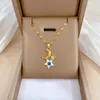 Pendentif Colliers Zircon Moon Star Eye Collier pour femmes Plaqué or en acier inoxydable Bijoux de fête de Noël Cadeau Collier Femme