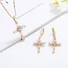 Halsbandörhängen Set 2023 Love Master Stone Cross 18k Gold Plated Copper Ladies Jewelry Holiday Gift