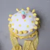 Hattar barn pannband tårta form elastisk design tyg baby krona hatt för födelsedag solskydd kepsar tillbehör 2023