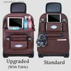 Car Organizer Car Seat Back Organizer Pu Leather Pad Bag Car Storage Organizer Foldable Table Tray Travel Storage Bag Auto Accessories Q231109