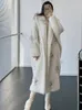 Futro dla kobiet sztuczne eleganckie białe misie płaszcz 2023 Wysokiej jakości długość luźnej ciepłej wełny alpaki fryzury kurtka moda 231108