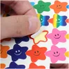 Altri adesivi decorativi Adesivi faccia felice e stella sorridente 20 fogli 1390 pezzi Colorf Award per bambini Incentivo decorativo Drop Deli Dhqxp