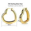 Hoop Earrings 5mm Chunky Gold Heart For Women Hypoallergenic 925 Sterling Silver Post 14K Plated Thick Earring Hoops