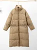 Women's Down Parkas Korean Thick Solid Long Jacket Woman Turn-down Collar Coat Loose Long Sleeve 2023 Winter Female Zipper Warm Casual Warm Clothes J231109