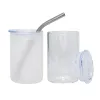 NEW 3oz mini Sublimation Straight Glass Cans Shot Glasses Tumblers Water Bottle With Lid And Straw Drinking Glasses