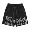 Designer shorts Men Rhude S Letter Casual Sports Beach Zip Multi Color Drawing String Mosterd Kleur Mid Taille S XL -maten LPM