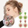 Kolczyki stadnonowe Śliczny duży obręcz dla kobiet różowy podwójna miłość kobieca słodka lekka luksusowa biżuteria do uszu