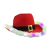 Ampla borda chapéus balde papai noel festa natal luminoso cowboy chapéu ocidental vermelho feltro cowgirl jazz para mulheres homens 231109