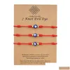 Braccialetti con ciondoli Evil Blue Eye 7 Nodi Braccialetti portafortuna Corda rossa regolabile Amet per donna Uomo Ragazzini Consegna a goccia Gioiello Dhgarden Dhhdr