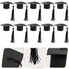 Festive Supplies 10 Pcs Small Animals Black Graduation Cap Cake Ornament Hat Decor Toppers Non-woven Fabric Party Picks Ornaments