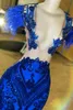 Sparkly Royal Blue Prom Dress for Women Glam Sequin Black Girls Long aftonklänningar Födelsedagsfestklänningar Robes