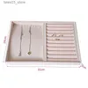 Jewelry Boxes Hot Sale Beige Velvet Jewelry Tray Organizer Storage Box Holder Necklace Ring Earring Pendant Stand Series Q231109