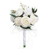 Fleurs décoratives mariage Bouquet nuptial de la mariée artificielle de la femme de demoiselle en soie tenue la fête de fiançailles romantique