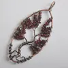 Naszyjniki wiszące drzewo życia kobiet biżuteria na naszyjnik z kamieniem naturalnym koraliki czerwone granat 1pcs K2079