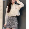 24 new women shirt designer blouse French small fragrance letter Polo collar long sleeved top rhinestone cardigan coat short shirts