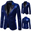 Mens Ternos Blazers Homens Slim Fit Terno Formal Lantejoula Blazer Casaco Jaqueta Brilhante Um Botão Tops Stage Performer Host Roxo Ouro Prata 231109