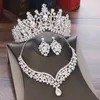 Stud KMVEXO Splendido cristallo AB Set di gioielli da sposa Moda Diademi Orecchini Collane Set per le donne Abito da sposa Corona 231109