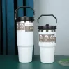 Su Şişeleri 20oz 30 oz fincan Isı Koruma Paslanmaz Çelik Tumbler Dış Mekan Büyük Kapasiteli Seyahat Karmuglar Yeniden Kullanılabilir Sızdır Yalıp Flip Cup