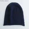 Beanie/Skull Caps Women 30% Cashmere Beanies Simple Solid Caps Rolled Hem Hat Blandar mjuk tunn stickad hatt ull Vintfjäder varm sömnhårhår yq231108