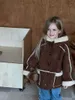 HoneyCherry – vestes d'hiver pour filles, vêtements deux côtés, Imitation laine d'agneau, manteau à capuche, fourrure intégrée, vêtements pour filles