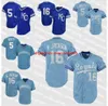 Koszulki baseballowe Vintage 16 Bo Jackson 5 George Brett 1986 1987 Niebieski Biały Mesh Pullover Button Home Away All STI