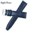 Titta på band 20mm spänne 18mm Blue Black Band Men Portofino Leather Strap Replacement Watchband Belt Pin Montre 231109