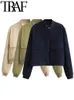 Giacche da donna TRAF Cappotto Bomber Outwear Manica lunga 2023 Bottone Solido Y2K Top Casual Allentato Primavera Autunno Donna Corto 231109