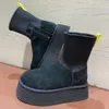 Botas femininas de grife W clássico dipper clássico mini plataforma bota castanha pele slides pele de carneiro shearling tazz botas de neve de inverno australiano botas ugglie