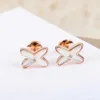 Ohrstecker Hohe Qualität Exquisite Schmuck Rose Gold Naturstein Gekreuzt Für Frauen Süße Charme Mode Party Ohrring