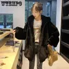 Damen Pelz Kunstpelz WTEMPO Frauen Lange Ärmel Doppelseitige Pelzjacke Kapuzenpullover Lose Damen Sherpa Outwear Flauschiger Plüschmantel Winter Herbst Gepolsterter OutcoatL231109