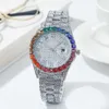 Temu New Sky Kolorowa diamentowa kubańska bransoletka Zestaw Męski Zespół Zegarek Watch Fashion Para Watch 231015