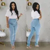 Women's Jeans Jeanswomen's 2023 Spring/Summer Y2k Spicy Girls Street Fashion Splice Light Blue High Waist Elastic Feet