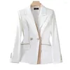 Abiti da donna Blazer da donna Autunno Inverno Patchwork Rosa Bianco Ufficio da donna Business Giacca da lavoro Cappotto Doppio bottone Top formale femminile