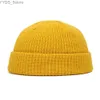 Beanie / Skull Caps Inverno Quente Beanies Casual Thread Curto Hip Hop Chapéu Adulto Homens Feminino Lã Malha Crânio Cap Elástico Unisex YQ231108