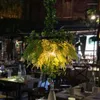 Lampy wiszące muzyczne restauracja zielona roślina liście światła tawerna sklep bankietowy netto czerwona dekoracja symulacji żyrandol