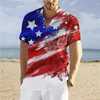 Erkekler Sıradan Gömlek Henley gömlek yaz kısa kollu tee usa bayrak baskı moda erkek giyim sokak trend üstleri harajuku büyük boyutlu