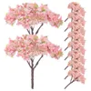 Dekorativa blommor 10st Model Trees Miniature Landscape Cherry Blossom Tree Mini Plastic For Sand Table Dolls House