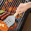Steak Pizza Spatula With Wood Handle Beer Opener Grill Cooking Utensil Stainless Steel Barbecue Scraper for Pancake Griddle Kitchen Tool Q701