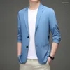 Ternos masculinos terno jaqueta verão ultra-fino respirável alta elástica leve seda gelo proteção solar casual masculino-pe