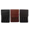 Leather Fountain Pen Case 4 Divided Slots Pouch Handmade Display Holder Black/ Brown