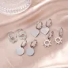 Hoop Earrings Stainless Steel Gothic Punk Cross Minimalist Heart Sun Fashion Pendants Charm For Women Jewelry Party Gifts