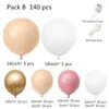 Décoration de fête 134/140 pièces Kit guirlande arc blanc Beige Vintage ballons roses pour mariage anniversaire bébé douche