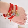 Bracelets de charme Mauvais Oeil Turc Chanceux Main Tressée Fil Rouge Bracelet Pour Femmes Hommes Charme Corde Réglable Friendshi Dhgarden Dh5Dn