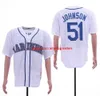 Maglie da baseball Vintage 2015 Hall Of Fame Montreal Expos 51 Randy Johnson Gessato economico Bianco Blu Johns