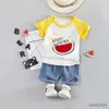 Clothing Sets Clothing Sets Boys Summer Cotton Suit Kids Short Sleeves Outfit Cute Cartoon Watermelon Print Daily Set